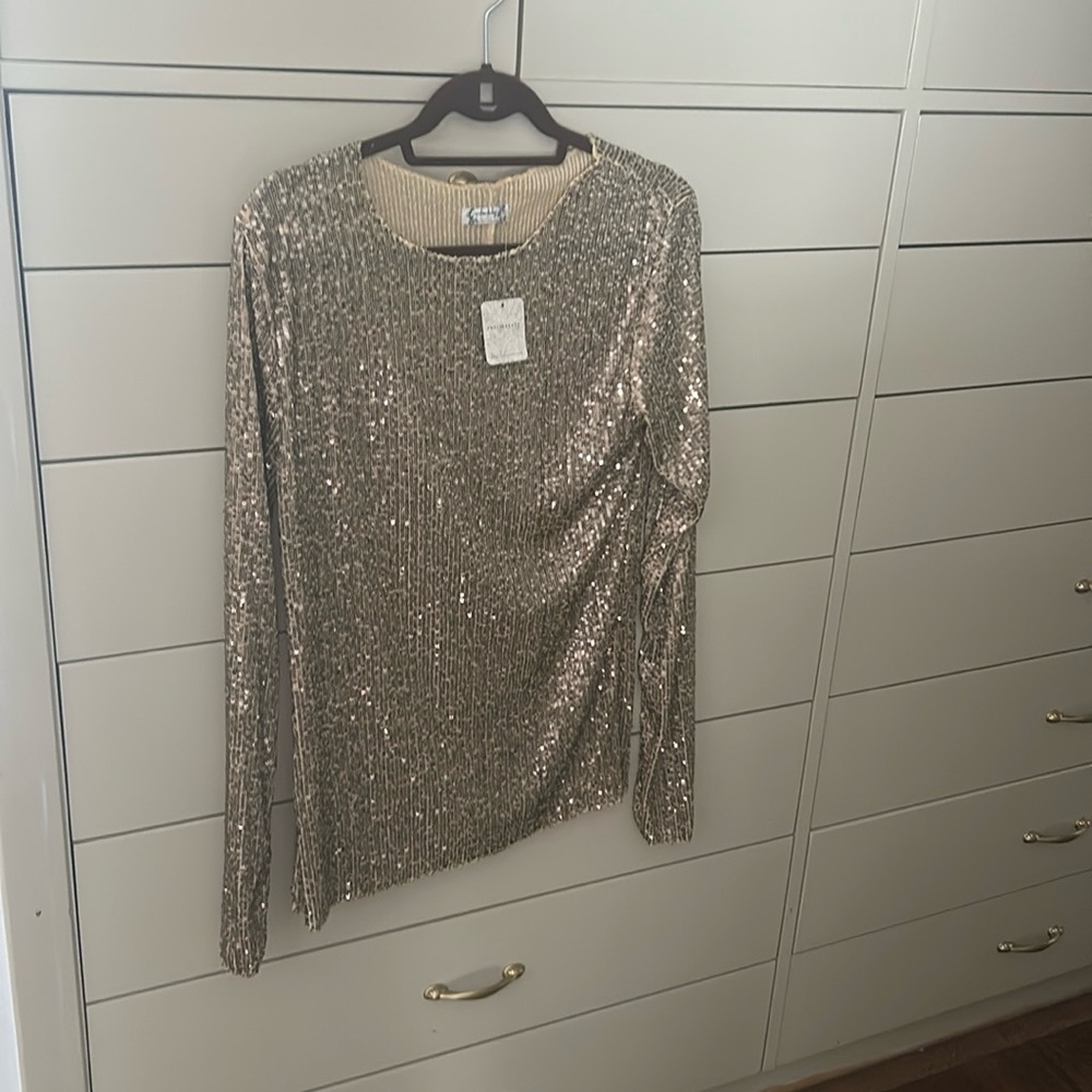 Free People Gold Sequin Top